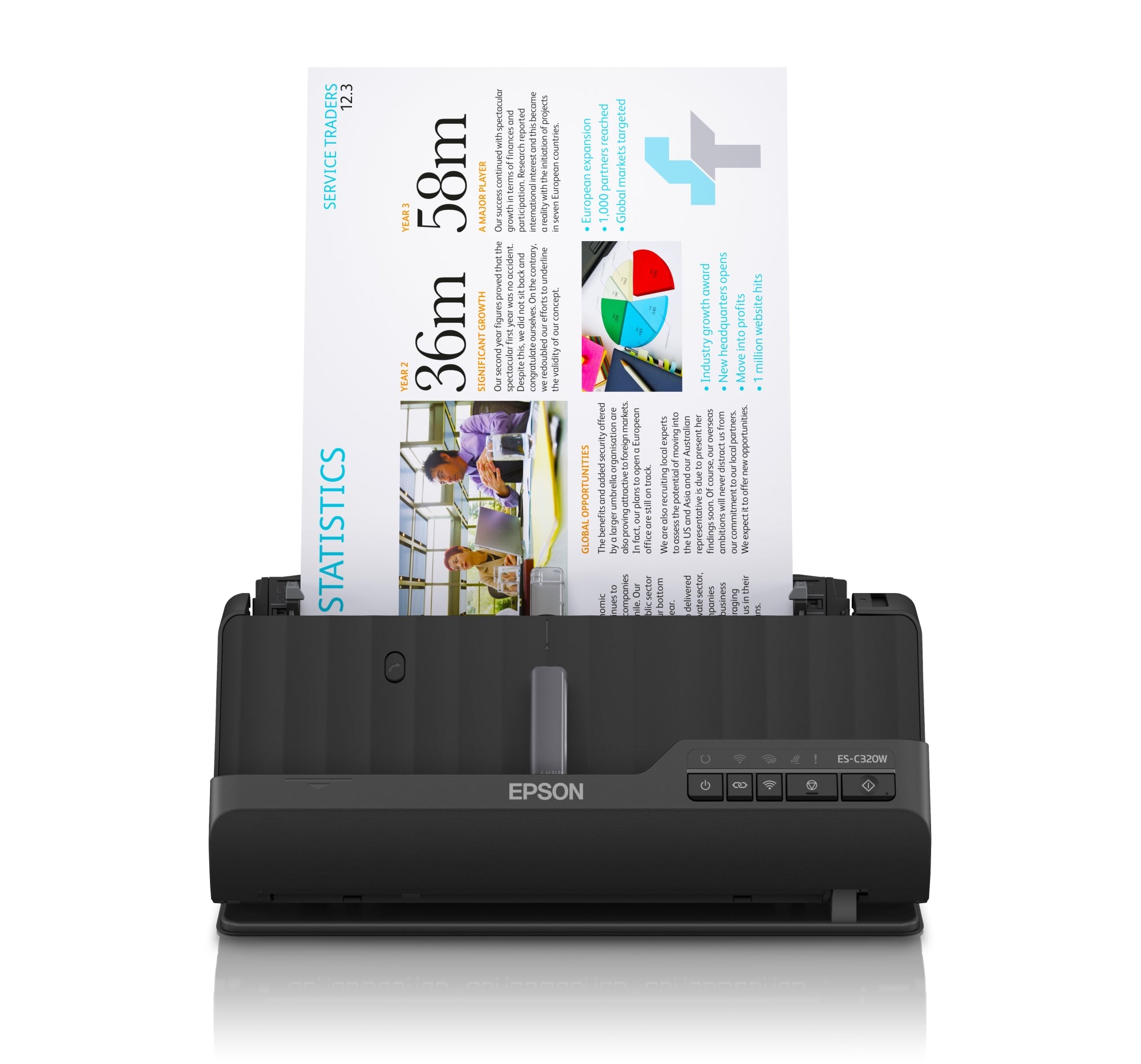 ES-C320W ADF + escáner alimentado por hojas 600 x 600 DPI A4 Negro
