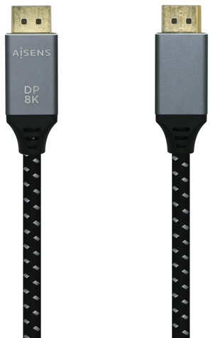 AISENS Cable Displayport V1.4 8k@60hz, DP/M-DP/M, Gris/Negro, 1.5m