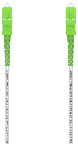 AISENS Cable Fibra Óptica Latiguillo G657A2 3.0 9/125 SMF Simplex CPR DCA LSZH, SC/APC-SC/APC, Blanco, 2.0 m