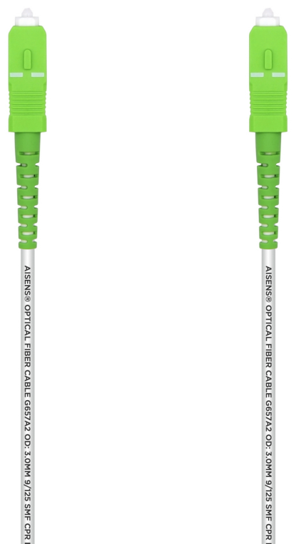 AISENS Cable Fibra Óptica Latiguillo G657A2 3.0 9/125 SMF Simplex CPR DCA LSZH, SC/APC-SC/APC, Blanco, 20 m