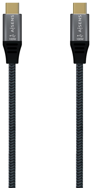 AISENS Cable USB 2.0 Aluminio 5A 100W E-Mark, USB-C/M-USB-C/M, Gris, 1.0M