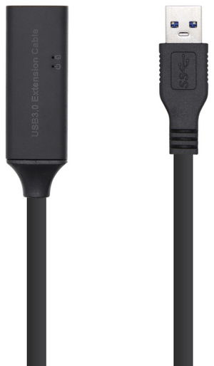 AISENS Cable USB 3.0 Prolongador con amplificador y alim., Tipo A/M-A/H, Negro, 15m