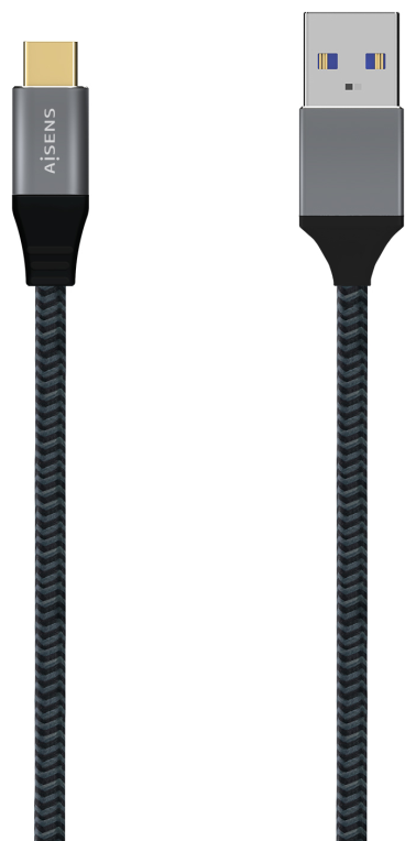AISENS Cable USB 3.1 Gen2 Aluminio 10Gbps 3A, Tipo USB-C/M-A/M, Gris, 1.5M
