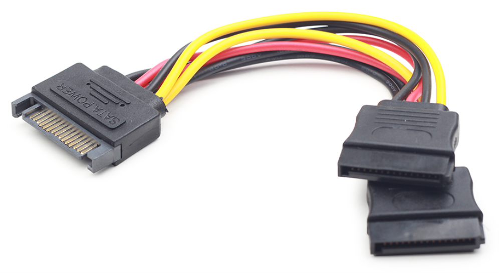 Gembird CC-SATAM2F-01 cable de SATA 0,15 m SATA de 15 pines 2 x SATA de 15 pines Multicolor