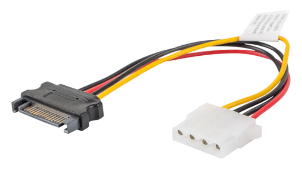 Lanberg CA-SAHD-10CU-0015 cable de SATA 0,15 m Molex (4-pin) SATA de 15 pines Negro, Rojo, Amarillo