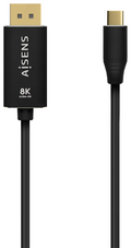 AISENS Cable Conversor Aluminio USB-C a Displayport 8K@60Hz, USB-C/M-DP/M, Negro, 0.8M