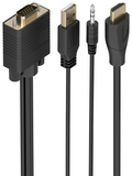 AISENS Cable Conversor SVGA+Audio a HDMI, SVGA/M+Jack 3.5/M+USB-A/M-HDMI A/M, Negro, 1.0m