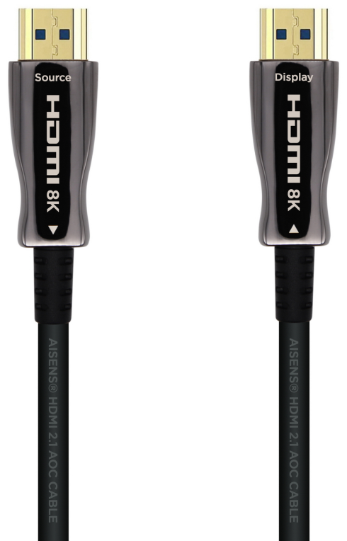 AISENS Cable HDMI V2.1 AOC Ultra Alta Velocidad / HEC 8k@60Hz 4k@120Hz 4:4:4 48Gbps, A/M-A/M, Negro, 40m