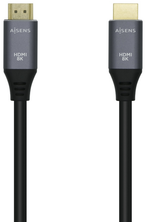 AISENS Cable HDMI V2.1 Ultra Alta Velocidad / HEC 8k@60Hz 48Gbps, A/M-A/M, Gris/Negro, 1.5m