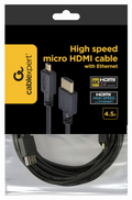 Gembird 4.5m HDMI-M/micro HDMI-M cable HDMI 4,5 m HDMI tipo A (Estándar) HDMI tipo D (Micro) Negro