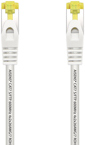 AISENS Cable De Red Latiguillo RJ45 LSZH Cat.7 600 MHz S/FTP PIMF AWG26, Blanco, 1.0 m