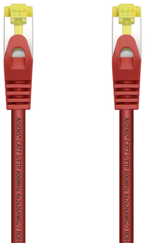 AISENS Cable De Red Latiguillo RJ45 LSZH Cat.7 600 MHz S/FTP PIMF AWG26, Rojo, 1.0 m