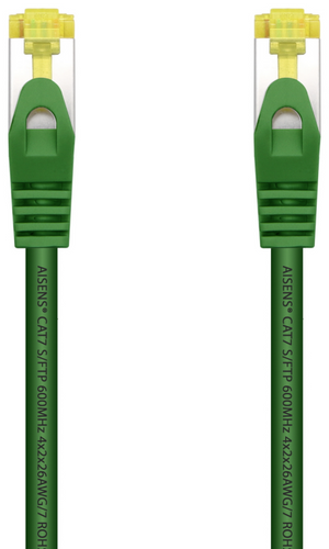 AISENS Cable De Red Latiguillo RJ45 LSZH Cat.7 600 MHz S/FTP PIMF AWG26, Verde, 2.0 m