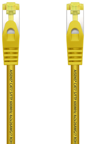 AISENS Cable De Red Latiguillo RJ45 LSZH Cat.7 600 MHz S/FTP PIMF AWG26, Amarillo, 25 cm