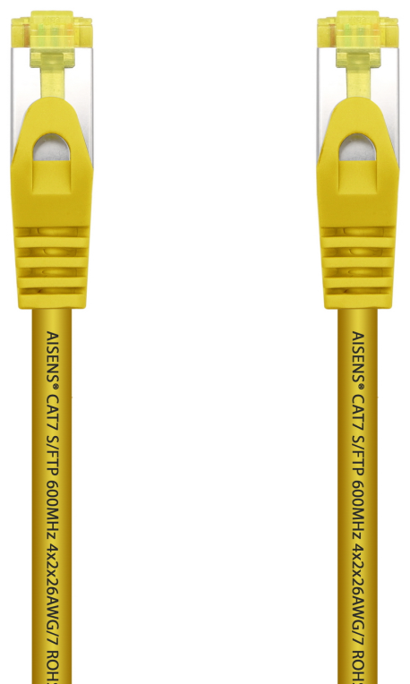 AISENS Cable De Red Latiguillo RJ45 LSZH Cat.7 600 MHz S/FTP PIMF AWG26, Amarillo, 25 cm