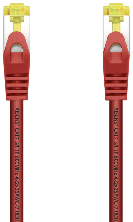 AISENS Cable De Red Latiguillo RJ45 LSZH Cat.7 600 MHz S/FTP PIMF AWG26, Rojo, 25 cm