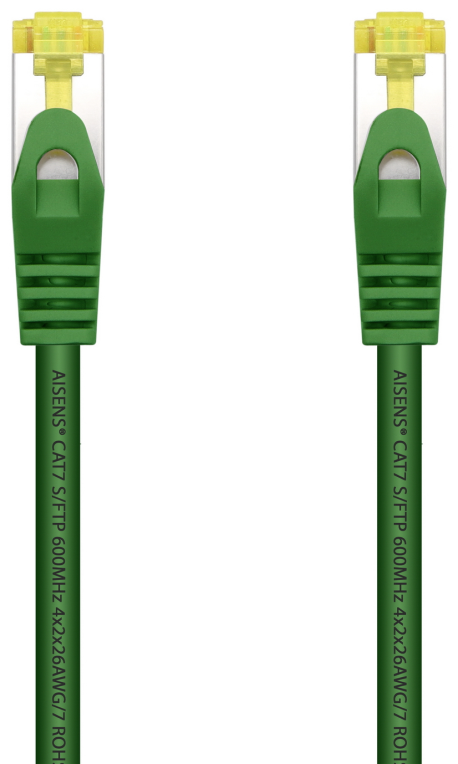 AISENS Cable De Red Latiguillo RJ45 LSZH Cat.7 600 MHz S/FTP PIMF AWG26, Verde, 25 cm
