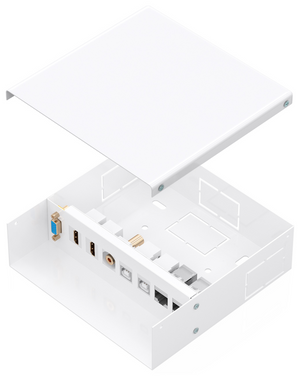 AISENS Caja de Conexiones VGA+Jack 3.5+2xHDMI+2xUSB-B+2xRJ45 Cat.6A STP, Blanco
