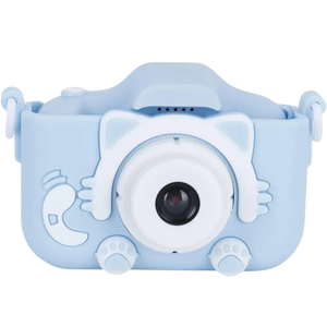 Cámara Digital Para Niños K1C Versión Mejorada 600mAh Funda Gato Azul