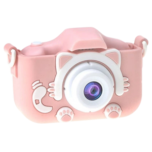 Cámara Digital Para Niños K1C Versión Mejorada 600mAh Funda Gato Rosa