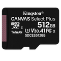 Kingston Canvas Select Plus 512 GB Clase 10 UHS-I U3 V30 Negro