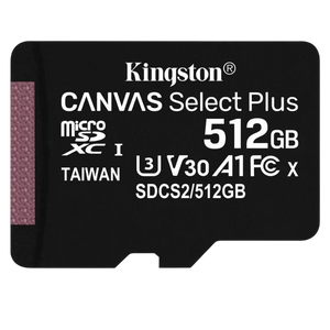 Kingston Canvas Select Plus 512 GB Clase 10 UHS-I U3 V30 Negro