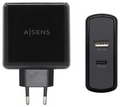 AISENS ASCH-2PD45A-BK cargador de dispositivo móvil GPS, Mando para videojuegos, MP3, MP4, Teléfono móvil, Portátil, Smartphone, Tableta Negro Corriente alterna Carga rápida Interior