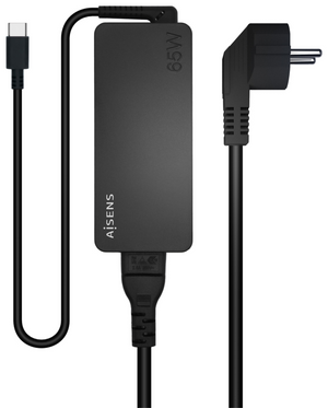 AISENS Cargador 65W PD3.0 1XUSB-C 1.8M, Negro