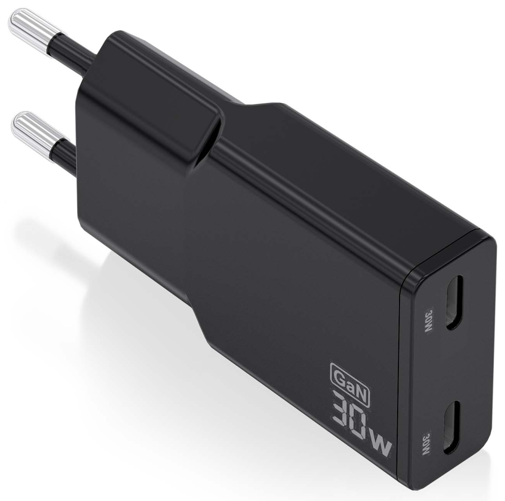 AISENS ASCH-30W2P049-BK cargador de dispositivo móvil Cámara digital, MP3, MP4, Teléfono móvil, Navegante, Portátil, Consola de juegos portátil, Smartphone, Tableta, Universal Negro Corriente alterna Carga rápida Interior
