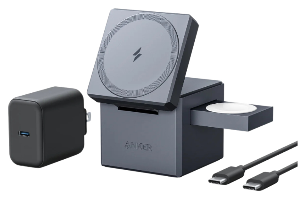 Anker Innovations Y1811G11 cargador de dispositivo móvil Auriculares, Smartphone, Reloj inteligente Negro Corriente alterna, USB Cargador inalámbrico Carga rápida Interior