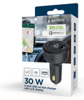 Gembird TA-UC-AC2PD30LCD-CAR-01 cargador de dispositivo móvil Universal Negro Encendedor de cigarrillos Carga rápida Auto