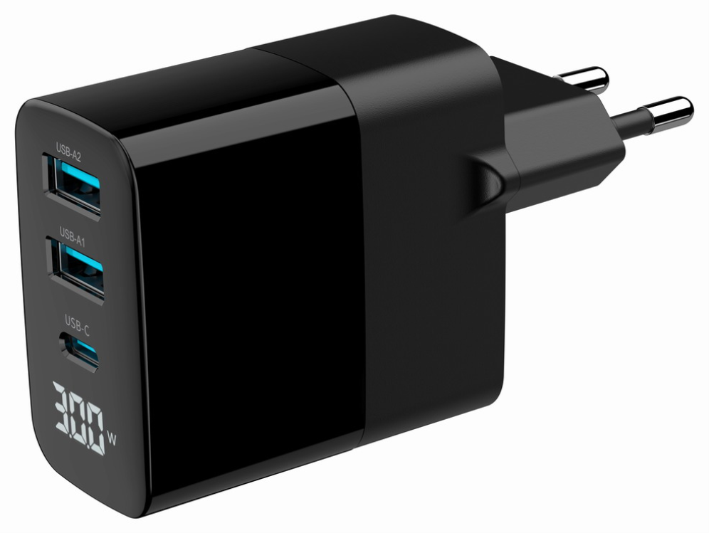Gembird TA-UC-PDQC30LCD-BK-02 cargador de dispositivo móvil Universal Negro Corriente alterna Carga rápida Interior
