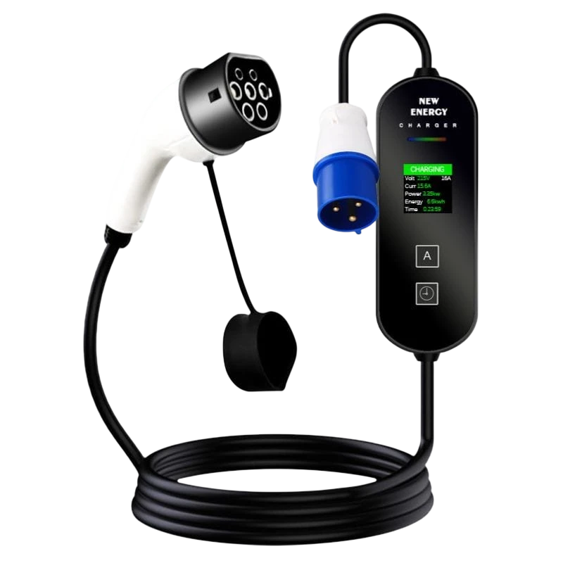 Cargador Coche Eléctrico Portátil 32A / 7.0KW / Monofásico / 10M / LCD - EV Tipo 2