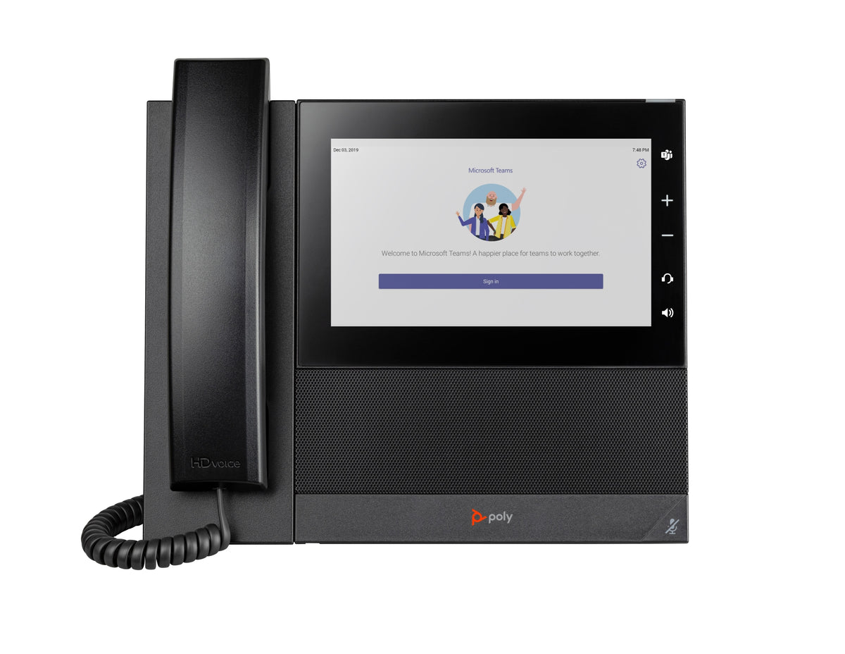 Teléfono multimedia empresarial Poly CCX 600 para Microsoft Teams y habilitado para alimentación a través de Ethernet (PoE)