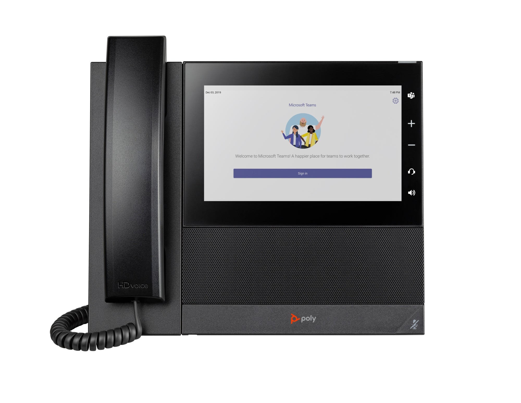 Teléfono multimedia empresarial Poly CCX 600 para Microsoft Teams y habilitado para alimentación a través de Ethernet (PoE)