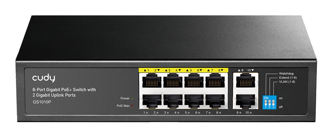 GS1010P switch Gigabit Ethernet (10/100/1000) Energía sobre Ethernet (PoE) Montaje en pared/escritorio Negro