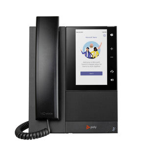 Teléfono multimedia empresarial Poly CCX 505 para Microsoft Teams y habilitado para alimentación a través de Ethernet (PoE)