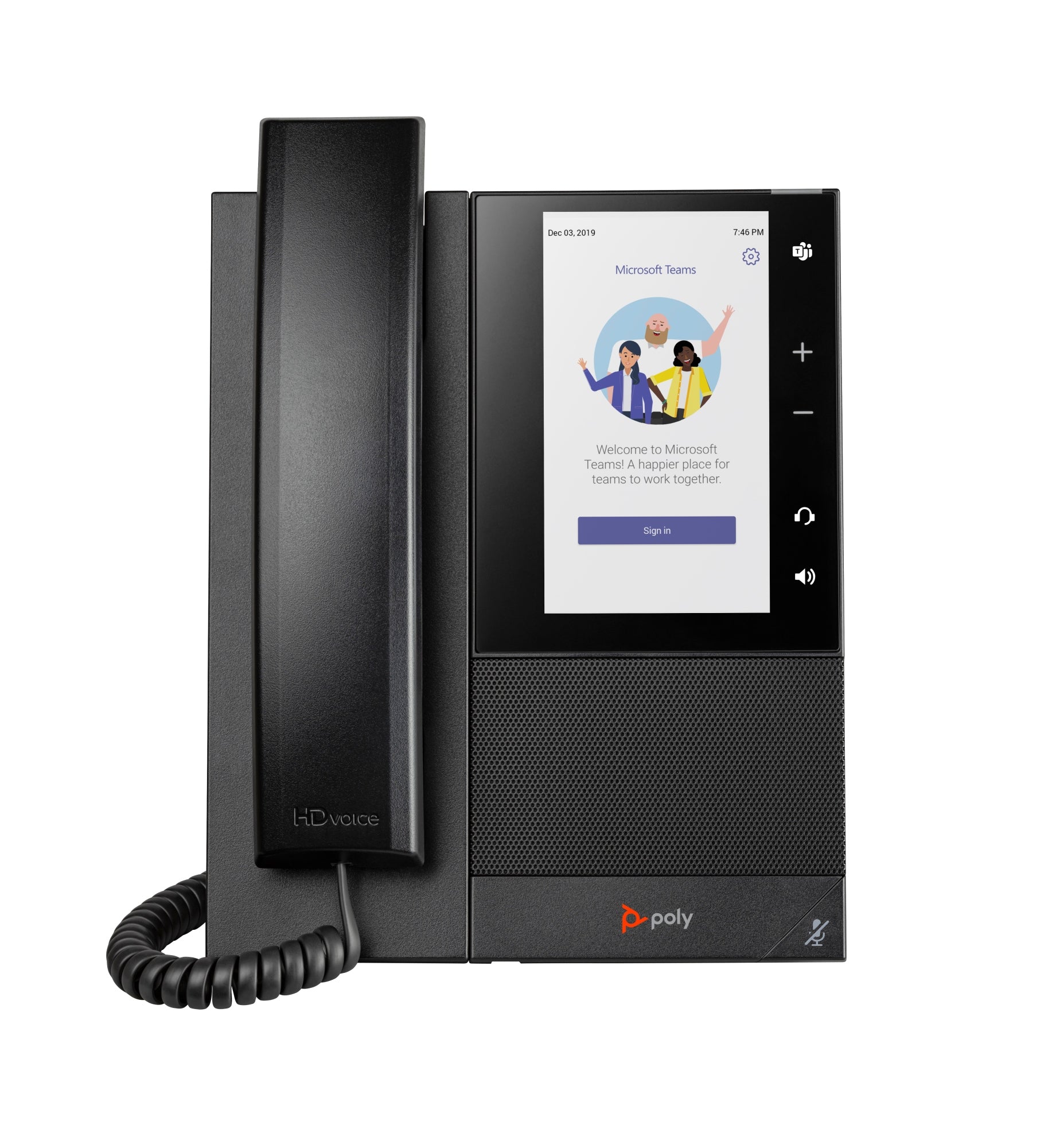 Teléfono multimedia empresarial Poly CCX 505 para Microsoft Teams y habilitado para alimentación a través de Ethernet (PoE)