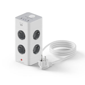 EW3864 base múltiple 2 m 8 salidas AC Interior Gris, Blanco