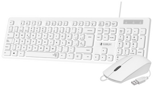 SUBBLIM Teclado Ergonómico y ratón Combo Business Slim Silencioso con cable USB Blanco