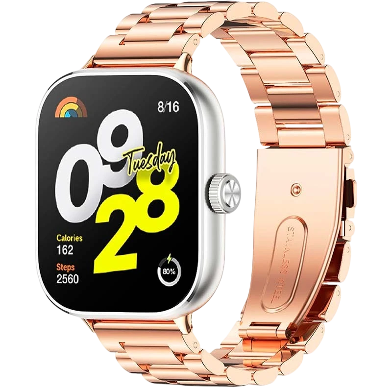 Correa Metal Eslabones Xiaomi Mi Smart Band 9 Pro / Band 8 Pro / Redmi Watch 4 / Redmi Watch 5 / Redmi Watch 6 / Xiaomi Smart Band 10 Pro Dorado Rosa