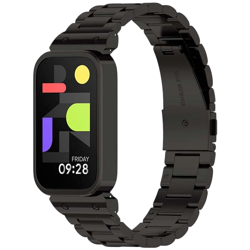 Correa Metal Eslabones Xiaomi Mi Smart Band 9 Active / Redmi Smart Band 3 Negro