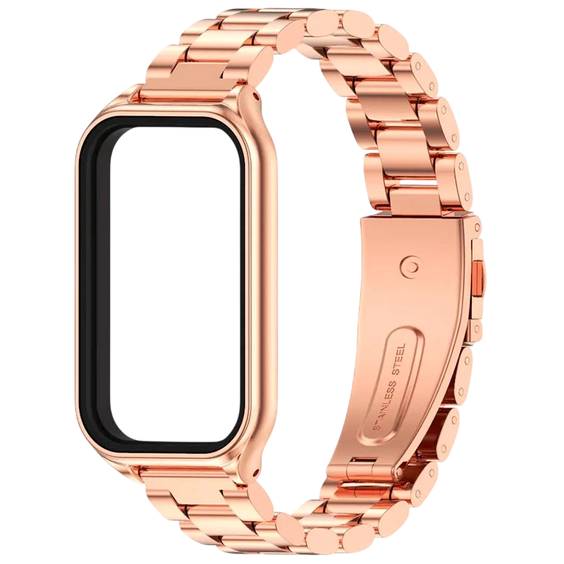 Correa Metal Eslabones Xiaomi Mi Smart Band 8 Active / Redmi Smart Band 2 Dorado Rosa