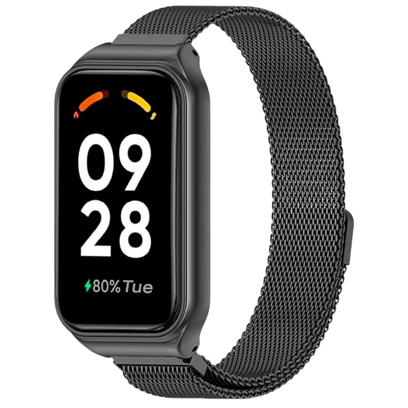 Correa Milanesa Magnética Xiaomi Mi Smart Band 8 Active / Redmi Smart Band 2 Negro