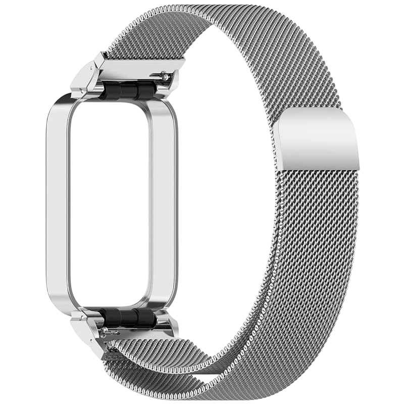 Correa Milanesa Magnética Xiaomi Mi Smart Band 9 Active / Redmi Smart Band 3 Plata