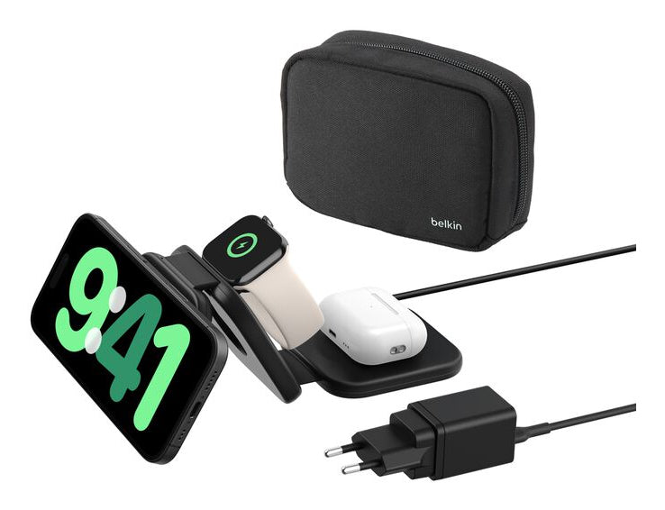 BoostCharge Pro Auriculares, Smartphone, Reloj inteligente Negro Corriente alterna, USB Cargador inalámbrico Carga rápida Interior