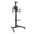 COMETA Soporte de Suelo con Ruedas con Regulación de Altura para Pantallas 37"- 70", Rotación 90°, Negro