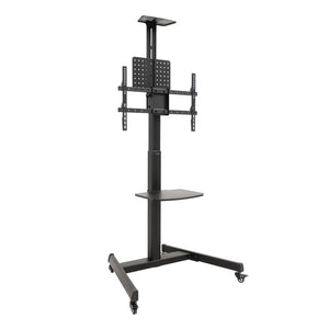 COMETA Soporte de Suelo con Ruedas con Regulación de Altura para Pantallas 37"- 70", Rotación 90°, Negro