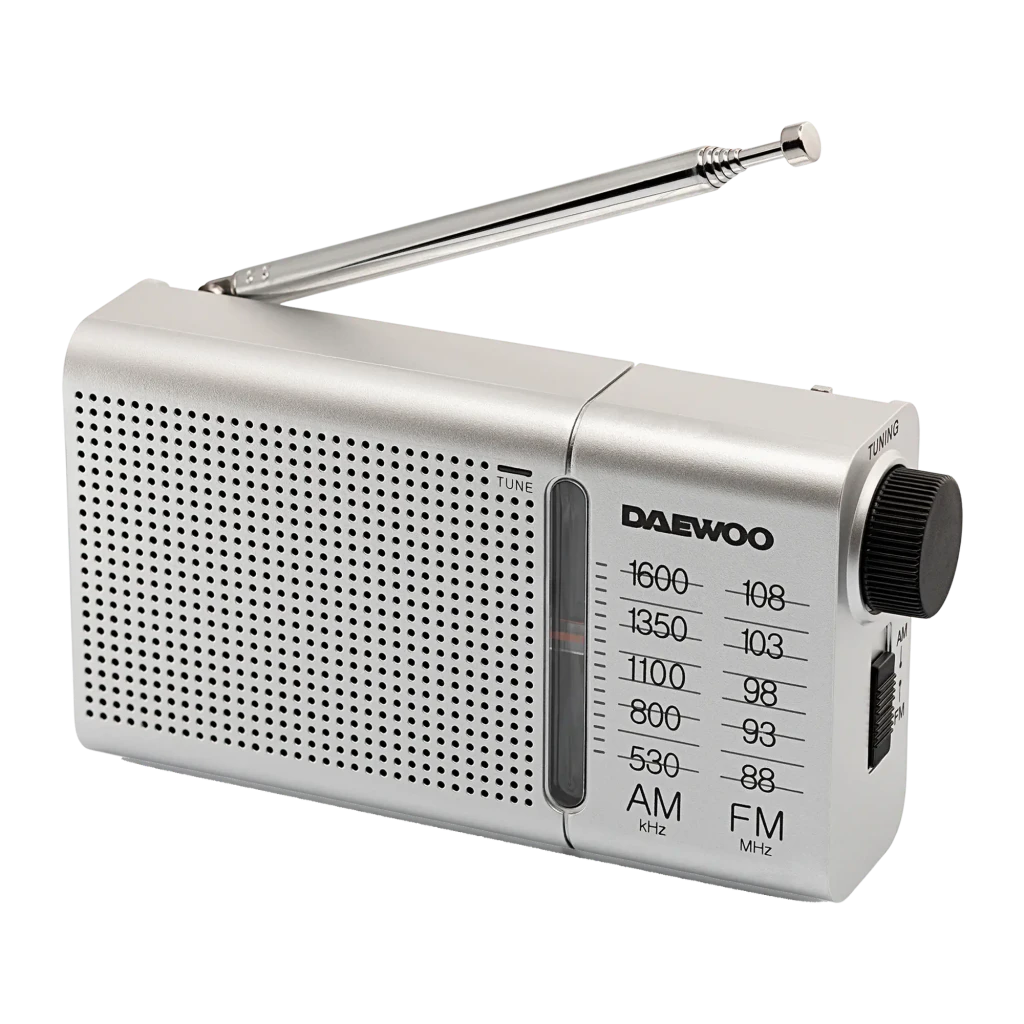 Daewoo DW1037 AM/FM 2 pilas AA Plata Radio portátil