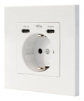 Base de enchufe de pared tipo schuko con 2 USB-C PD - Max. 3.4A, Blanco